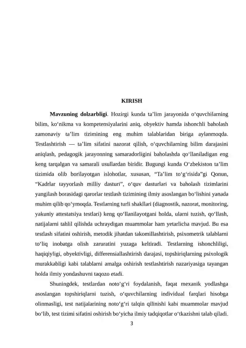 Testlarni Klassifikatsiyalari 3