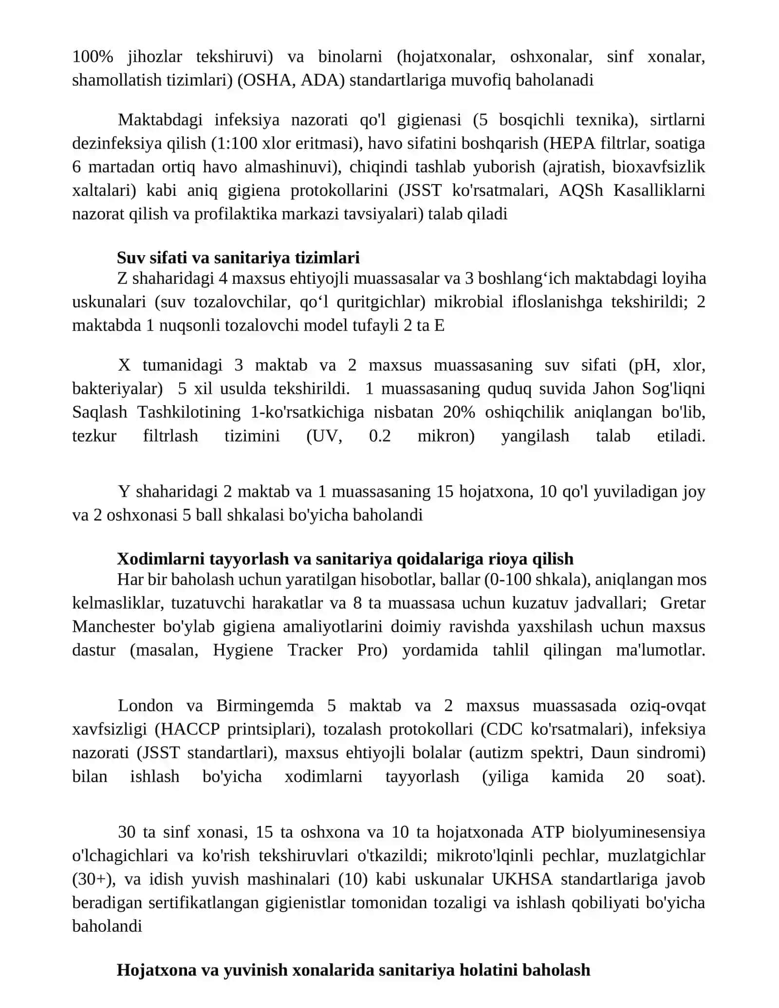 Sanitariya holatini va jihozlarini gigiyenik baholash 3