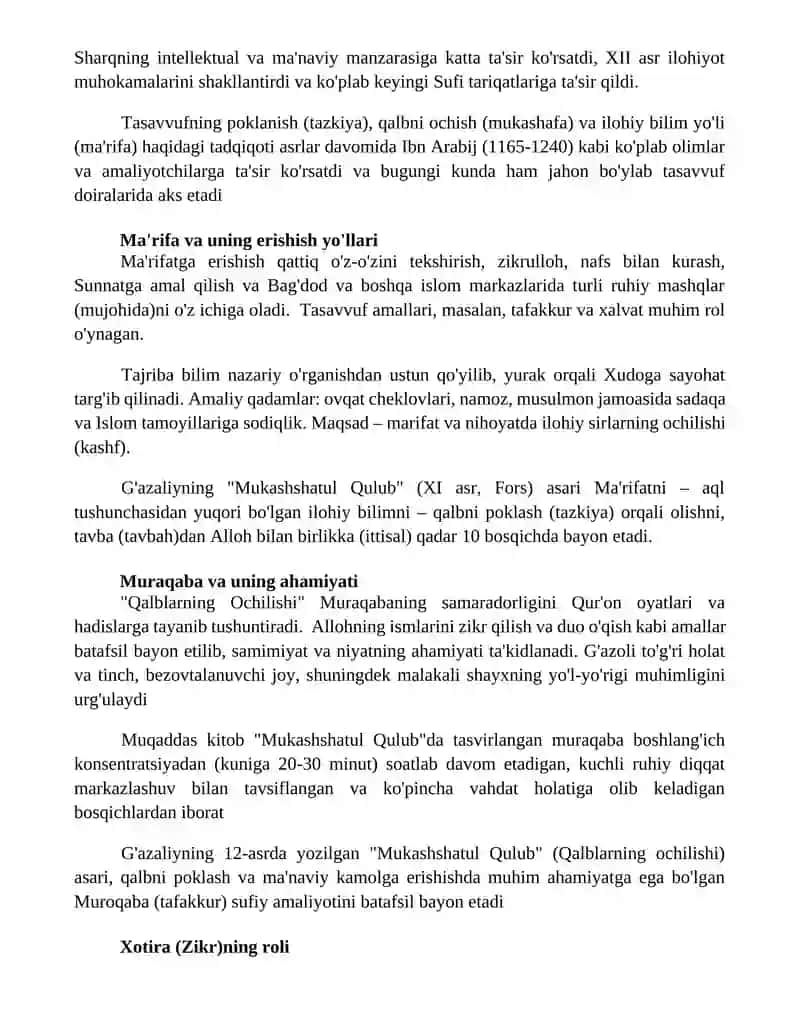 Abu Xomid Gʻazzoliyning Mukoshafatul qulub asari 3
