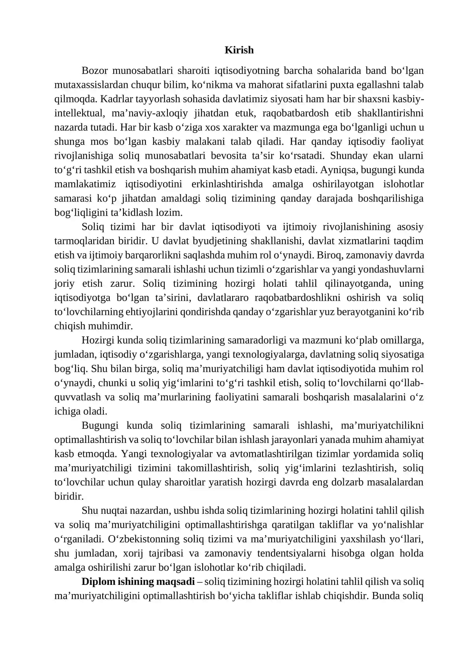 SOLIQ TIZIMLARINING HOZIRGI HOLATINI TAHLIL QILISH VA SOLIQ MA’MURIYATCHILIGINI OPTIMALLASHTIRISH 3