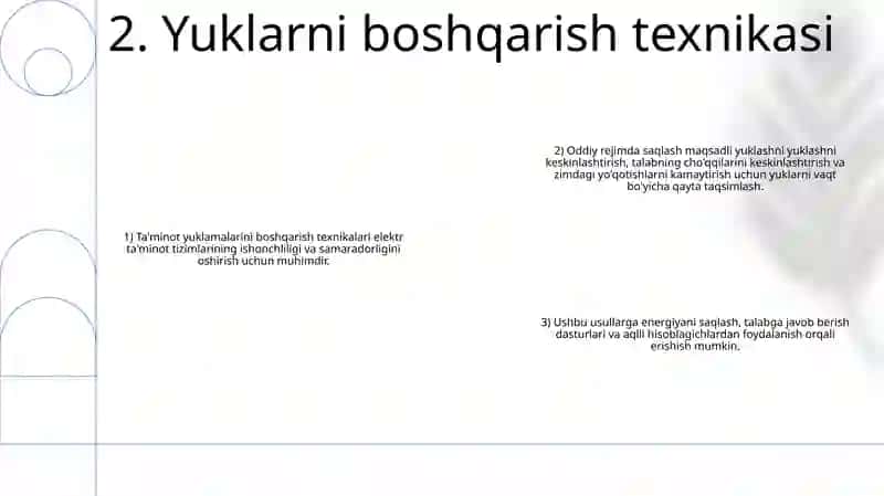 Elektr taʼminoti Yuklamalarini Boshqarish 3