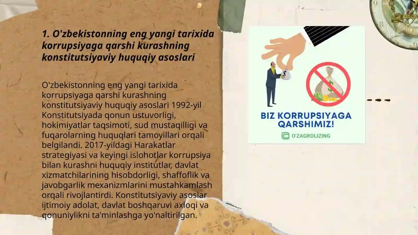 O'zbekistonning eng yangi tarixida "korrupsiyaga qarshi kurash "ning huquqiy asoslari va tarixiy ahamiyati 3
