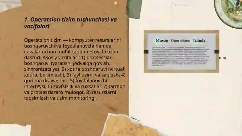 Operatsion tizimlar. Ular bilan ishlash (operatsion tizim o‘rnatish, ilovalar bilan ishlash) 3