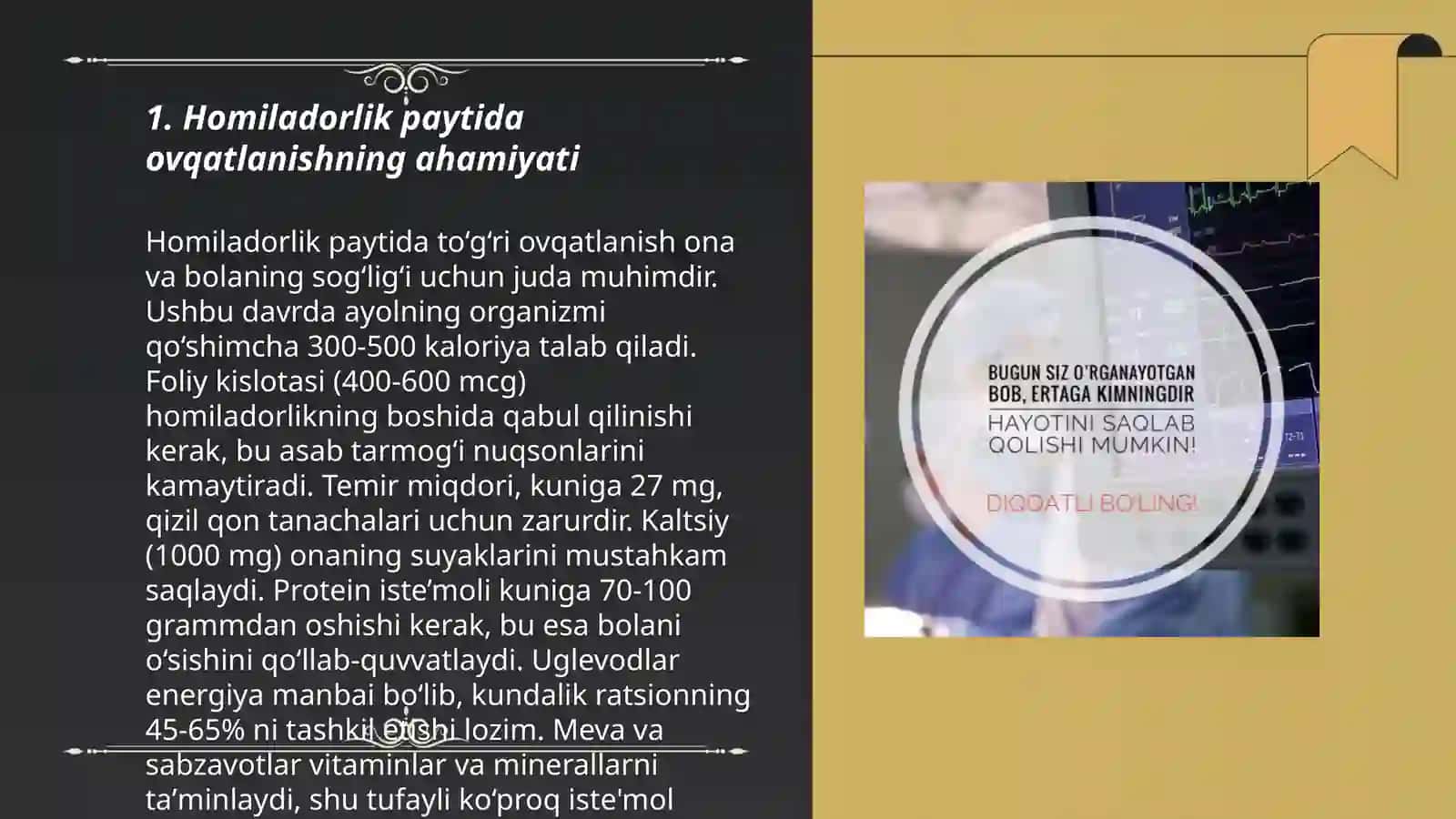 Homilador va Emizikli Ayollarda Ovqatlanishi 3