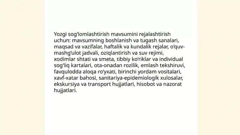 Yozgi sogʻlomlashtirish mavsumi 3