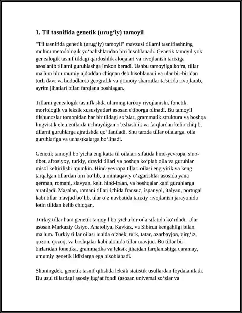 Til tasnifida genetik (urug‘iy) tamoyil 3