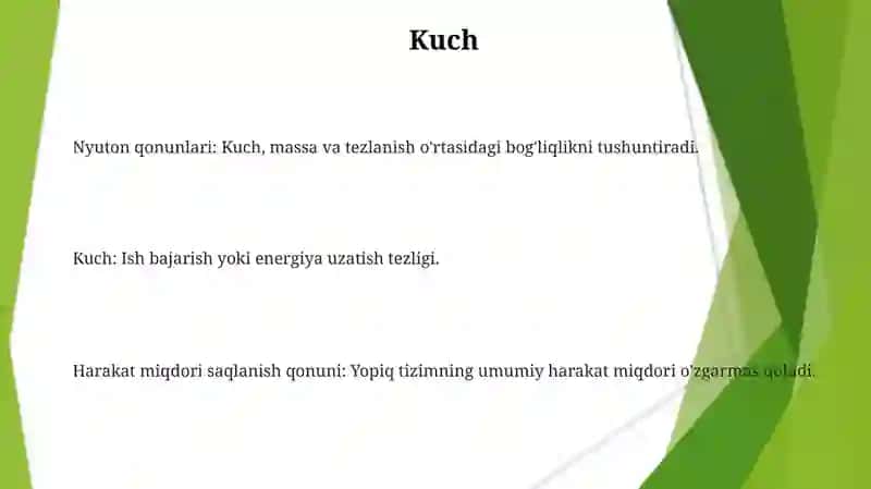 Nyuton qonunlari: Kuch, massa va tezlanish o'rtasidagi bog'liqlik 3