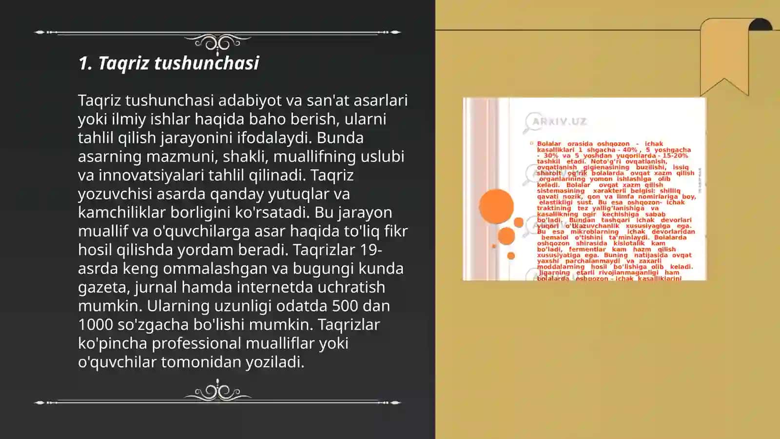 Taqriz.Taqrizning turlari.Taqrizning tuzilishi 3