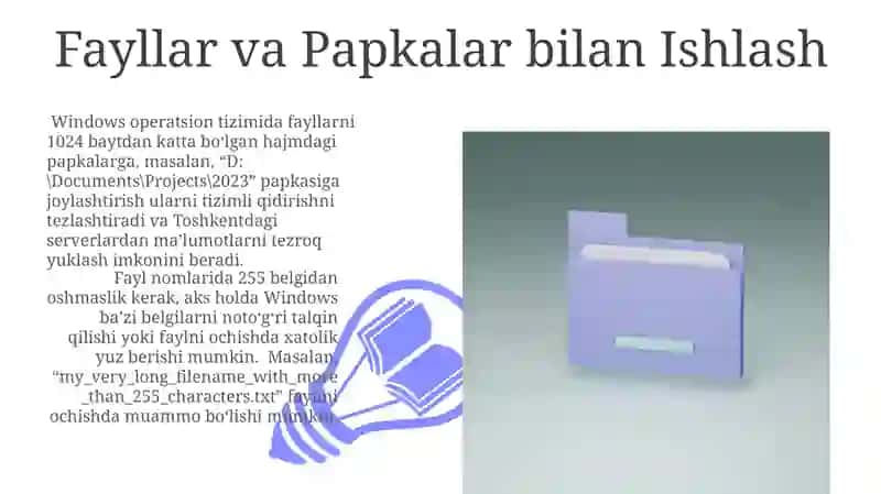 Windows operatsiya sistemasining bazaviy ob'yektlar bilan ishlash 3