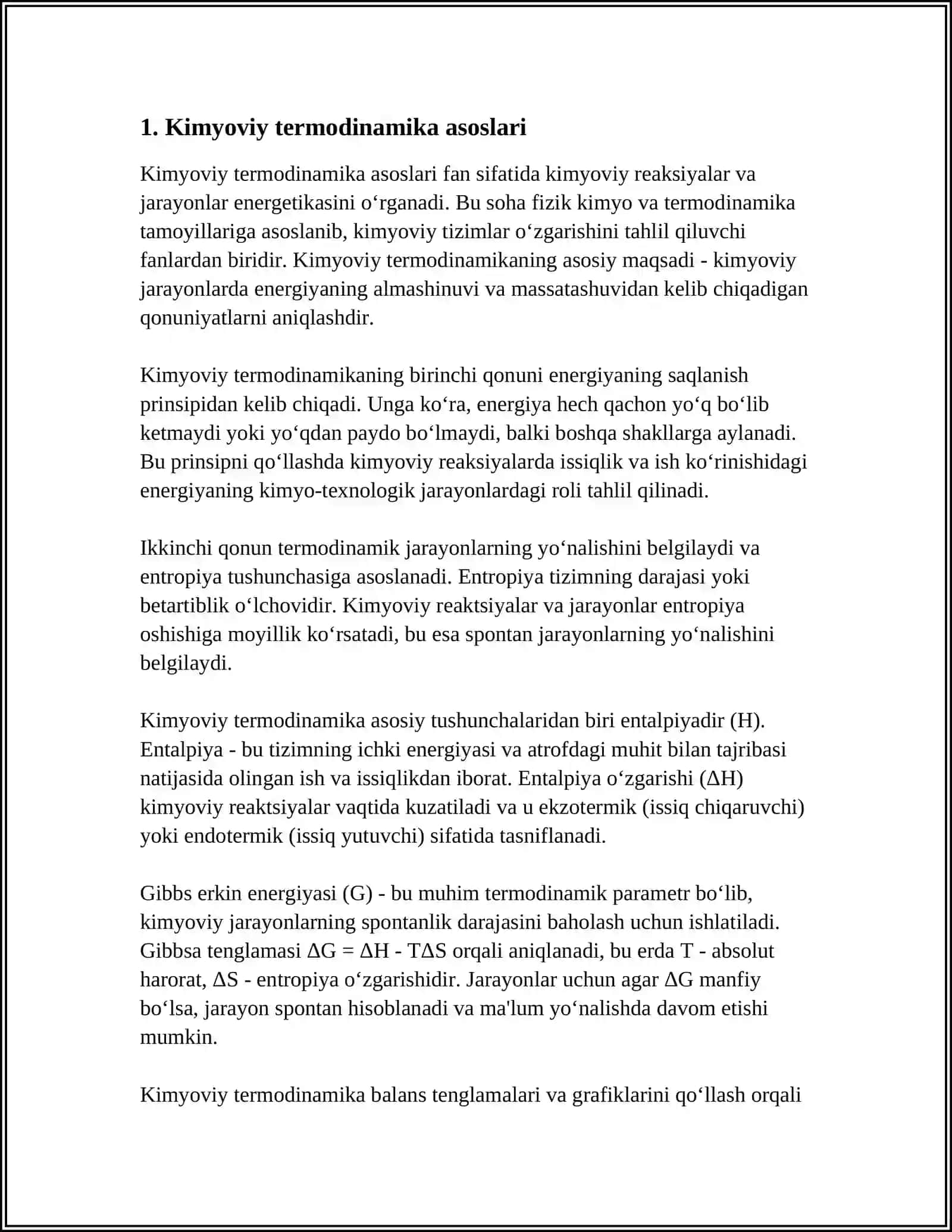 KIMYOVIY TERMODINAMIKA ENIRGIYA 3