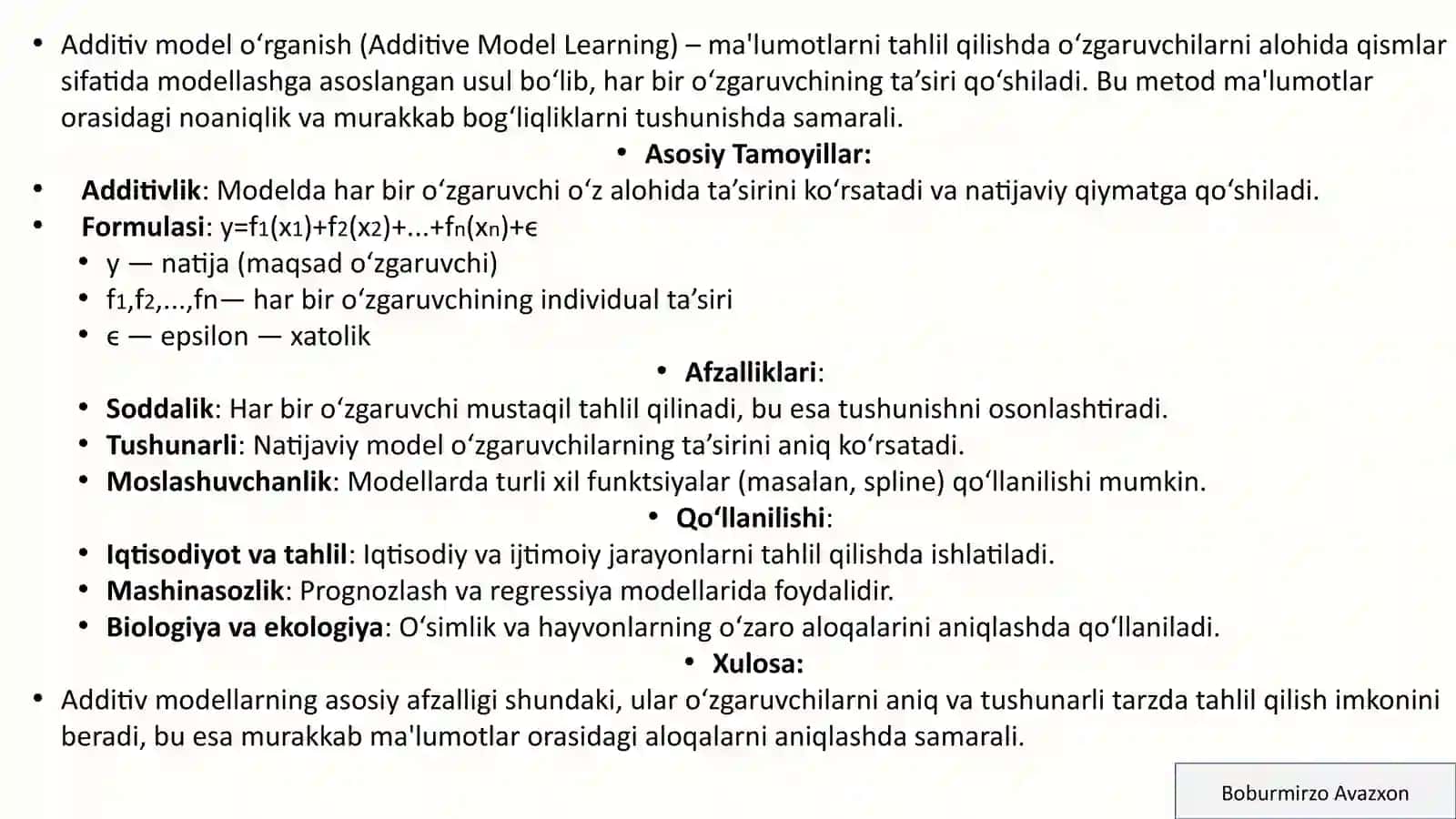 Additiv va multiplikativ ekonometrik modellar: asosiy tushunchalar 3