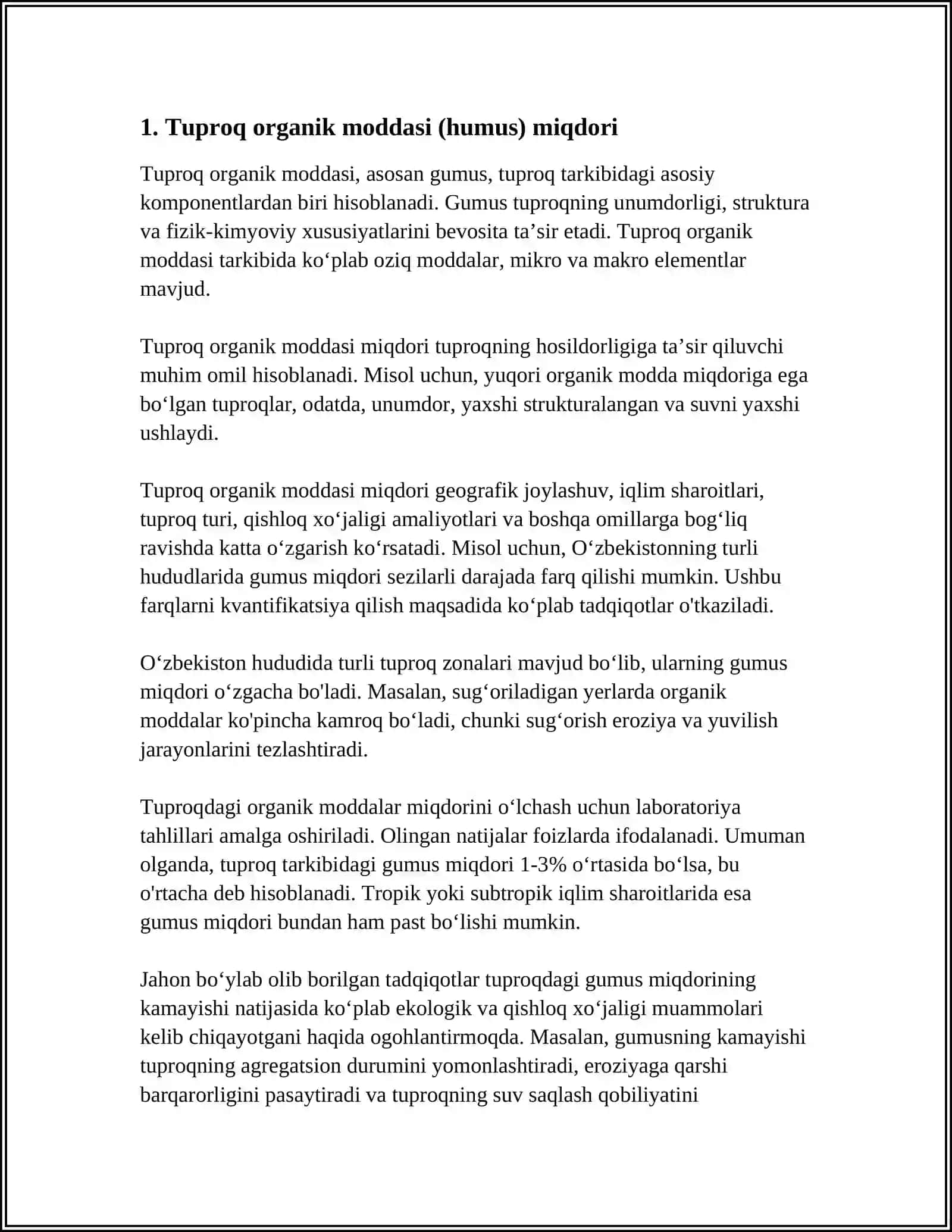 Tuproq unumdorligini tavsiflovchi asosiy ko‘rsatkichlar 3