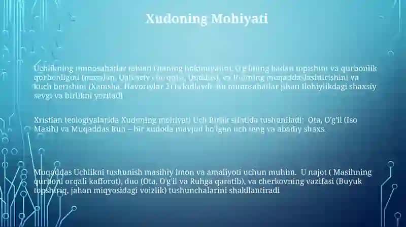 Xristianlik ta'limotida yakkaxudonning uchqiyofasi haqida ta'limot 3