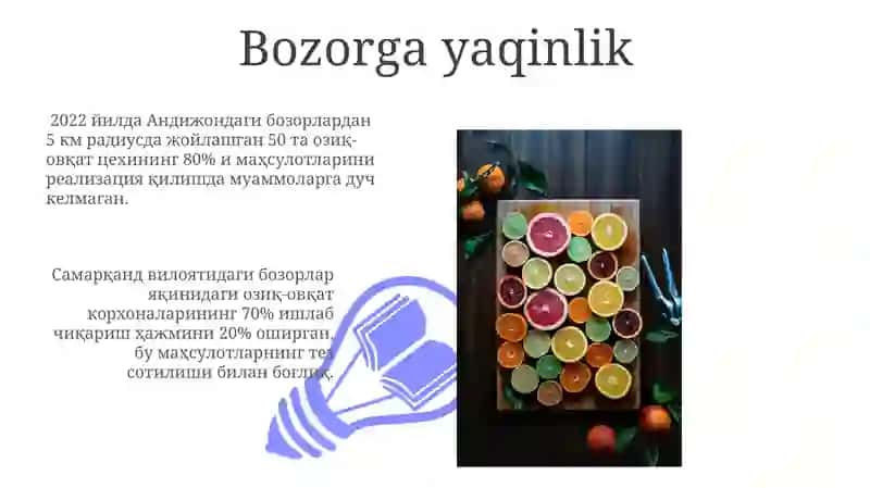 Oziq-ovqat sanoati tarmoqlarini joylashtirishga ta'sir etuvchi omillar 3