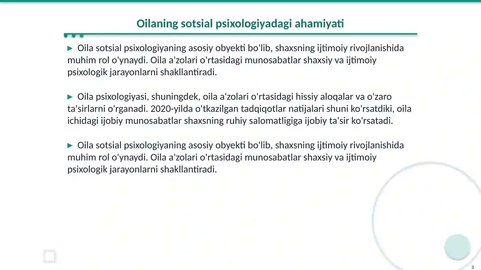 Sotsial psixologiya fanidan oila mavzusi buyicha slayd 3