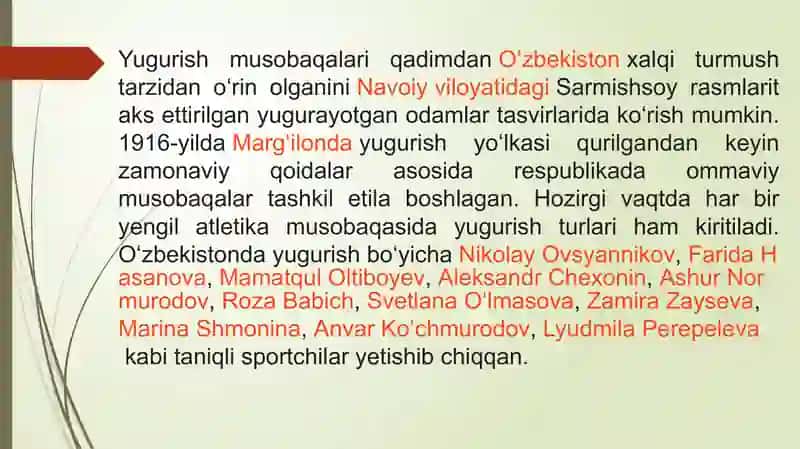 Qisqa masofaga yugurish texnikasini o’rgatish(60,100) 3