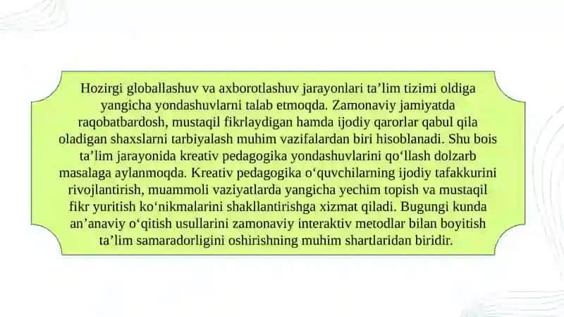 Kreativ pedagogikaning mazmuni va asosiy tushunchalari 3