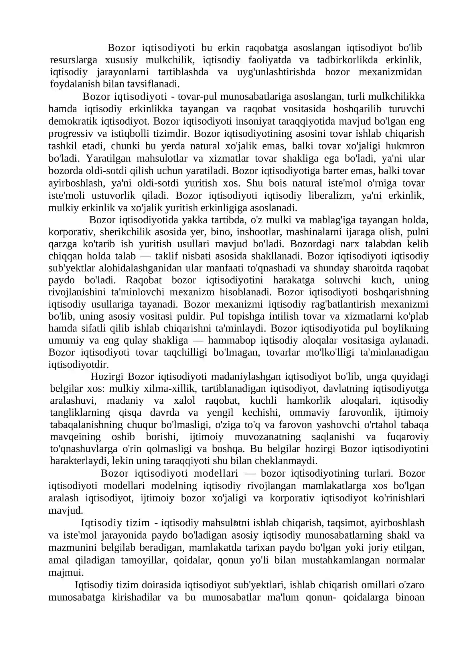 Bozor iqtisodiyoti, uning shakllanishi va rivojlanishi shart- sharoitlari 3