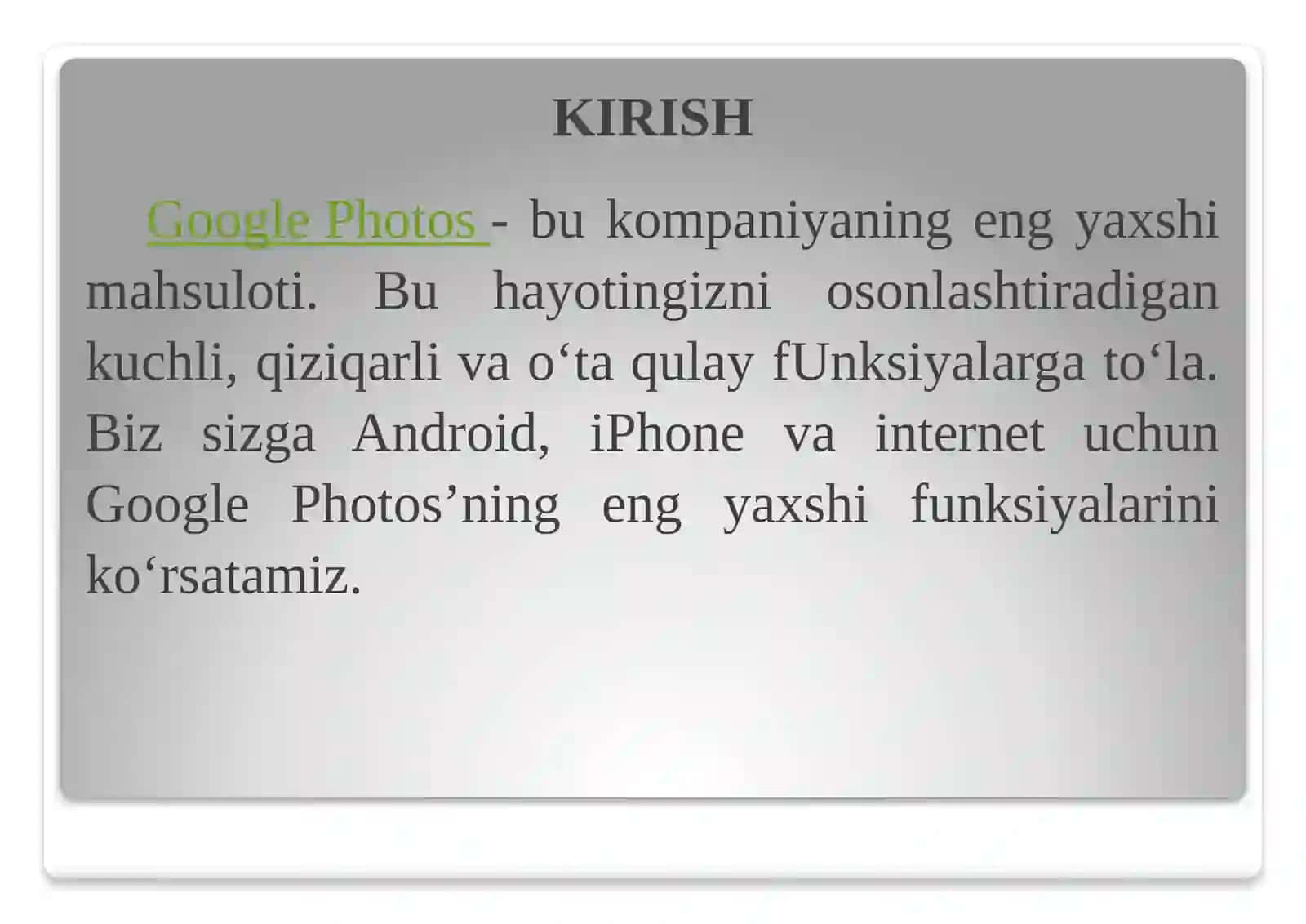 GOOGLE PHOTOS VA UNING IMKONIYATLARI 3