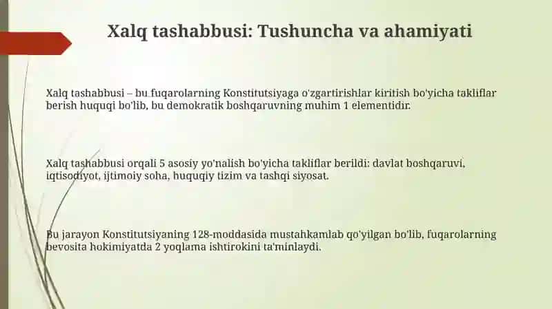 O‘zbekiston Respublikasi Konstitutsiyasining qabul qilishda xalqning tashabbuskorligi 3