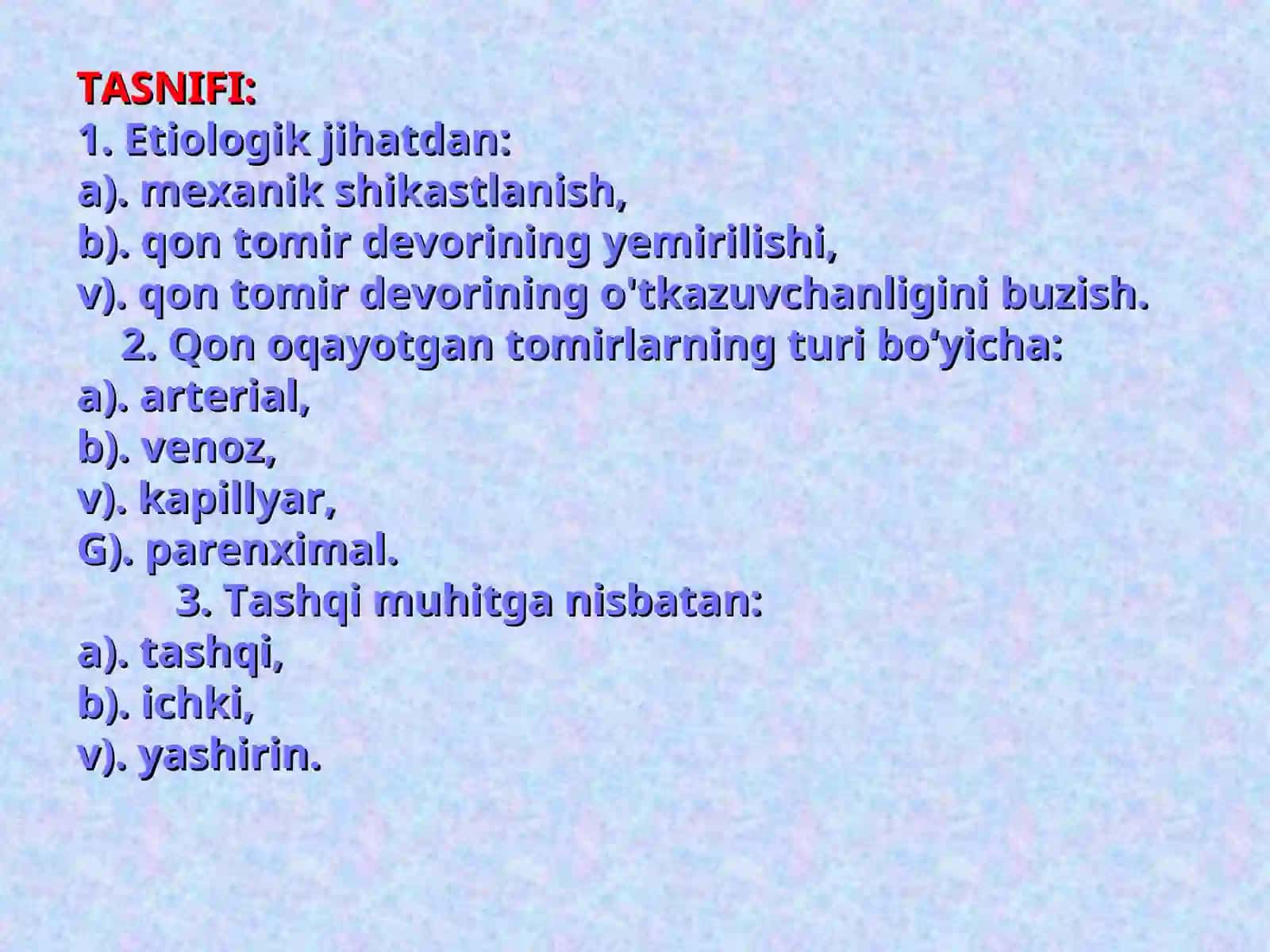 Qon ketishi va qon yo'qotish 3
