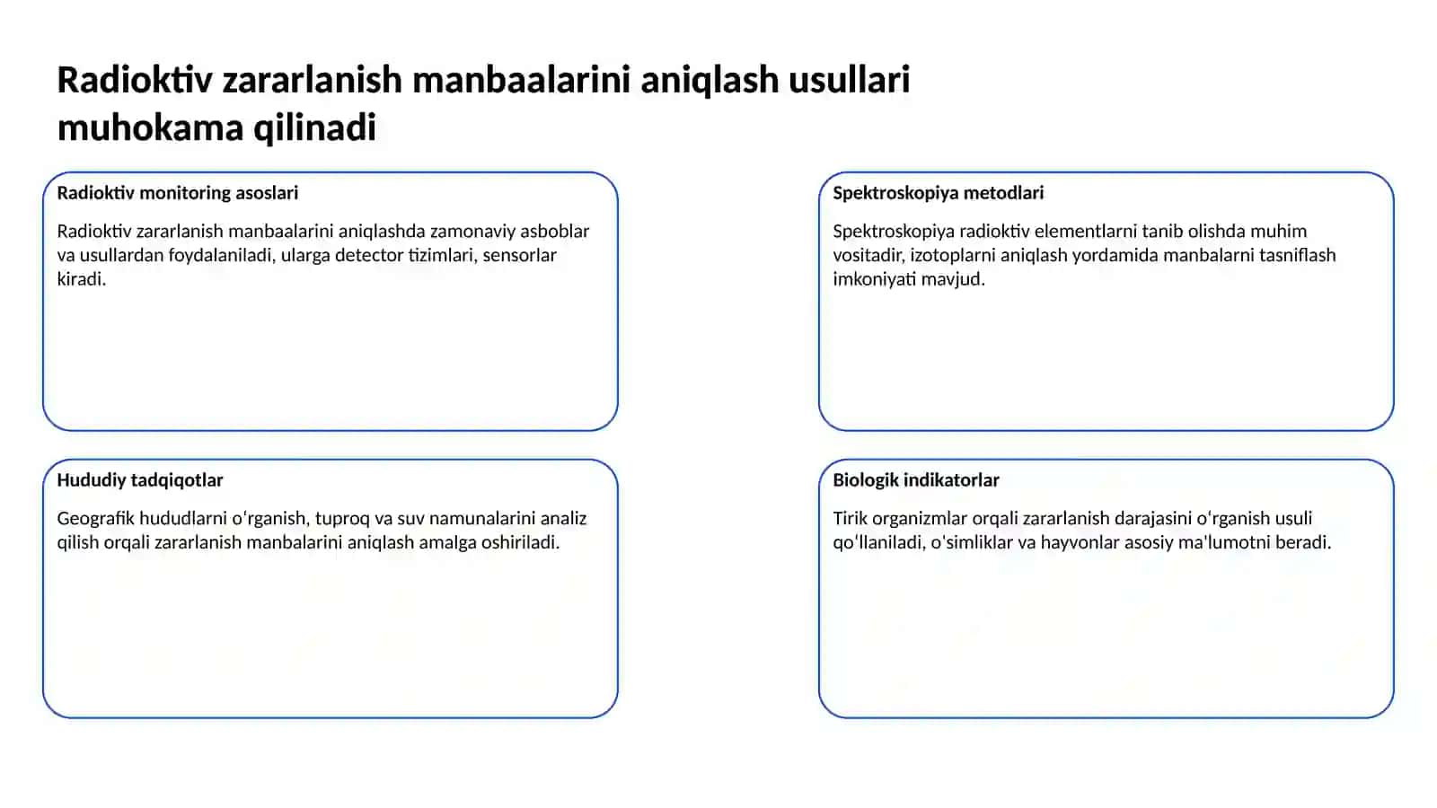 Favqulotda vaziyatni baholash. Radiatsion holat.Radioktiv zararlanish manbaalari.Zonalar tavsifi 3