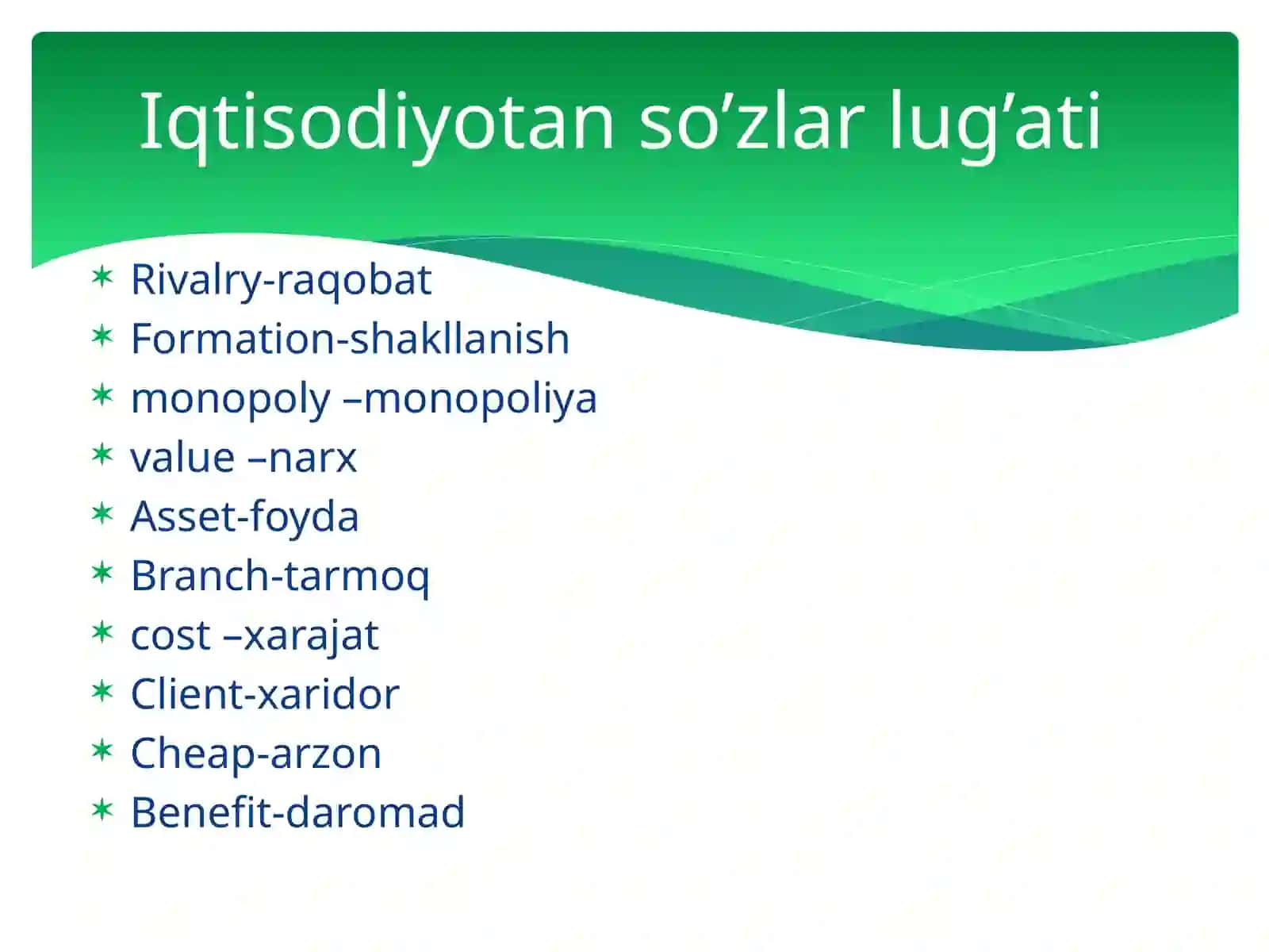 Raqobat va Monopoliya. Narxlarining mohiyati va shakllanishi xususiyatlar 3