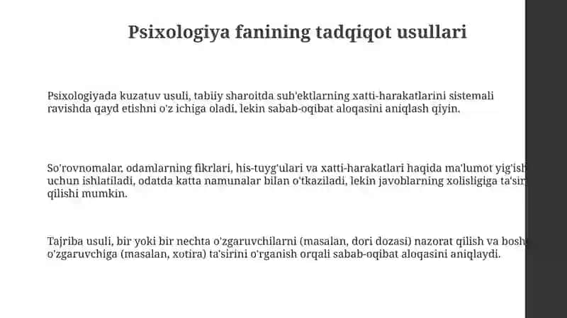 Psixologiya fanining tadqiqot usullari 3
