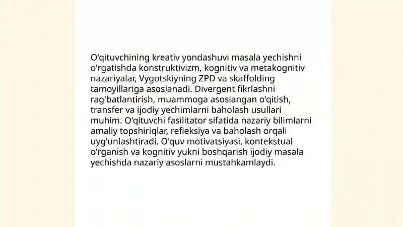 Masalalarni yechishga o'rgatishda o'qituvchining kreativ yondashuvi: metodlar, shakllar va texnologiyalar 3