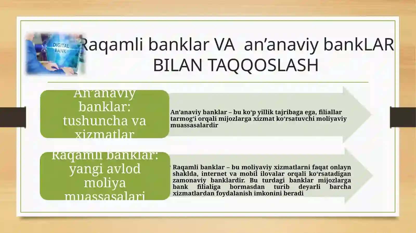 Raqamlibanklar bilan an’anaviy bank xizmatlarini o‘rganib tahlil qilish 3
