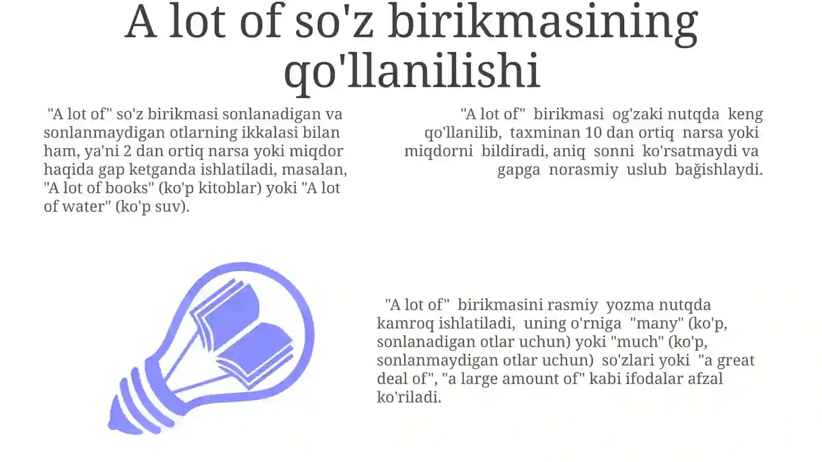 Some, Any, A Lot Of Olmoshlarning Qo‘llanilishi 3