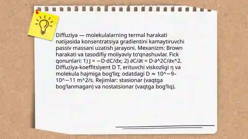 Diffuziya xodisasi eritmalarning kontsentratsiyasi osmos xodisasini kuzatish, osmotik bosim kuchini aniqlash 3