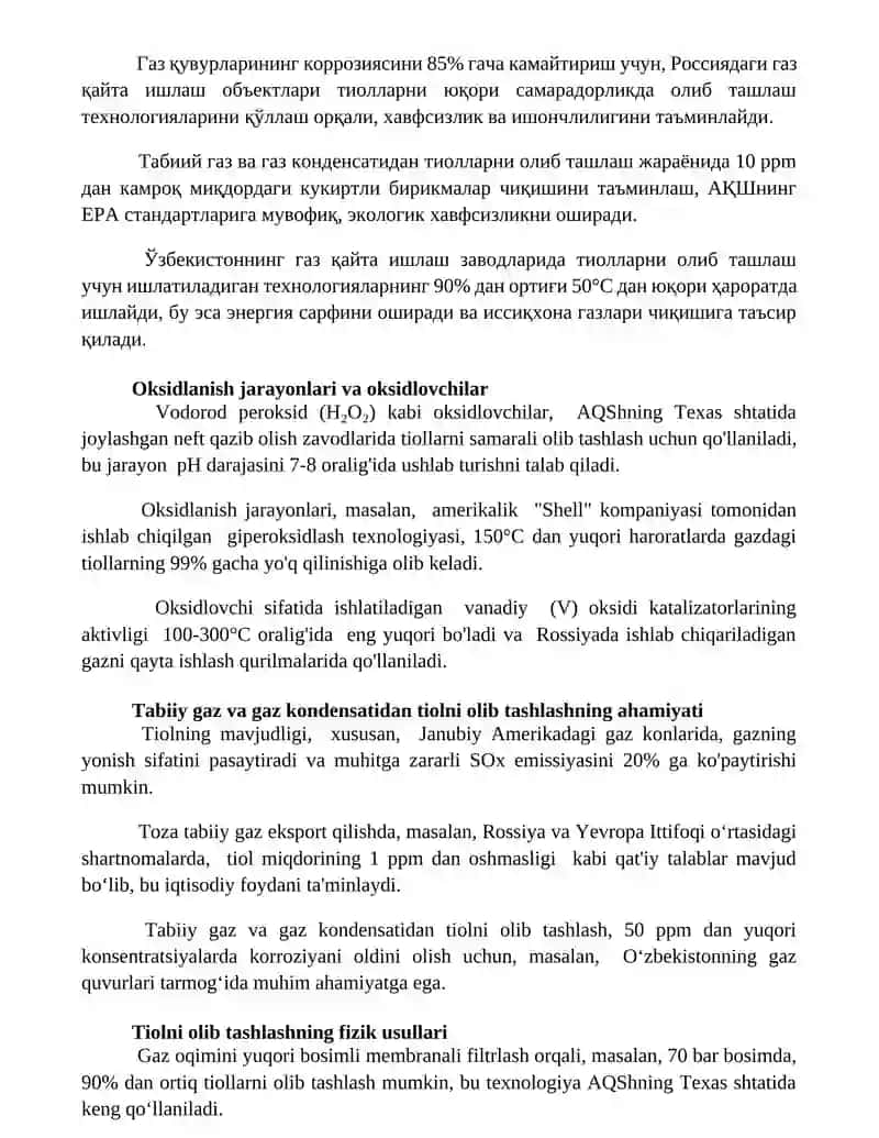 Tiolni olib tashlashning kimyoviy usullari 3
