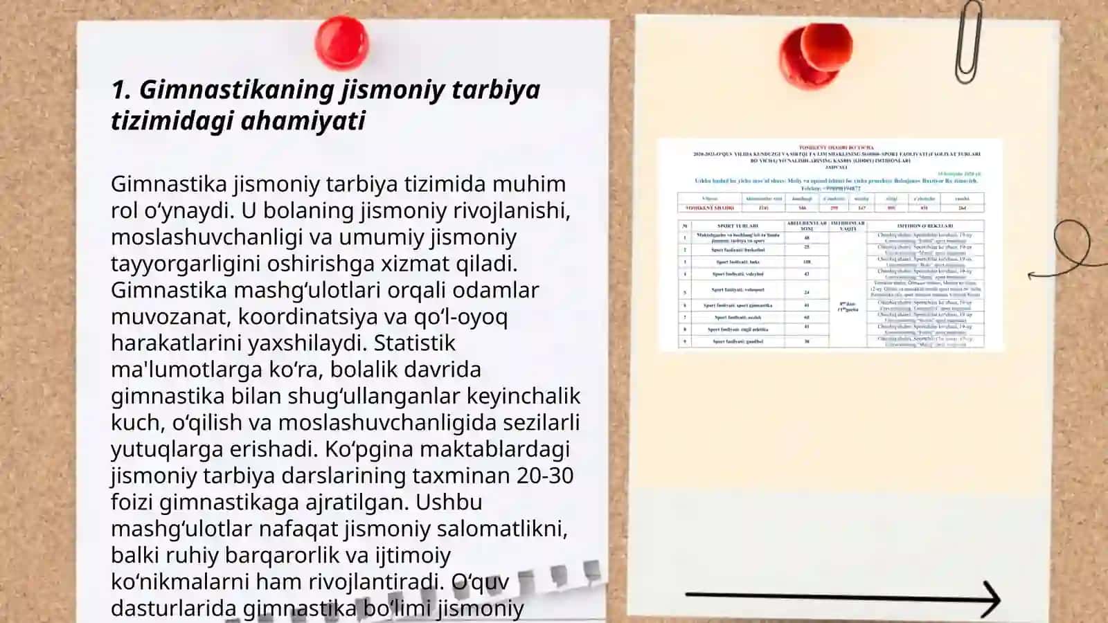 Jismoniy tarbiya tizimida gimnastikani oʻrni va moddiy texnik ta'minoti 3