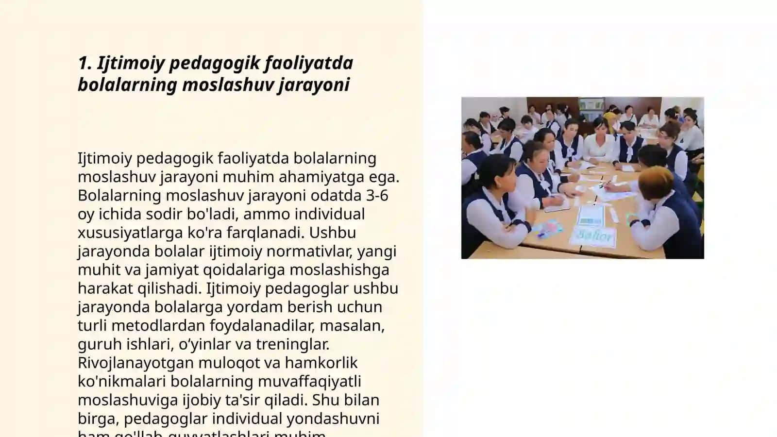 Ijtimoiy pedagogik faoliyatida bolalarning moslashuvi koʻnikmasini shakllantirish 3