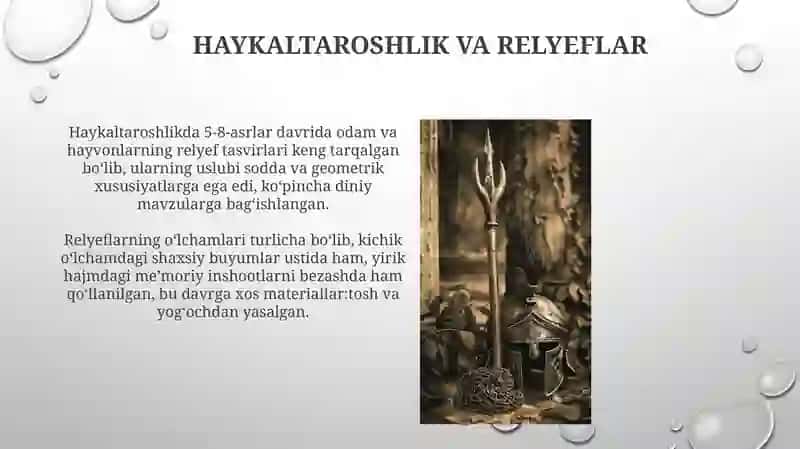 Erta Oʻrta Osiyo sanʼati (IV-IX asrlar)ning asosiy xususiyatlari 3