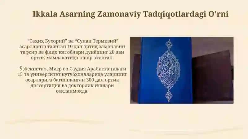 "Imom Buxoriy va Imom Termiziyning hadis ilmiga qo'shgan hissalarini qiyosiy tahlili" 3