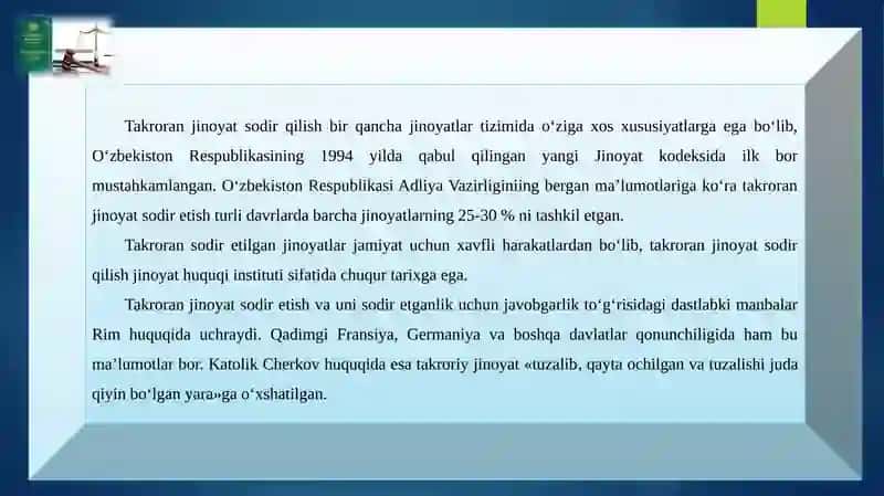 Takroran Jinoyat Sodir Etish Tushunchasi 3