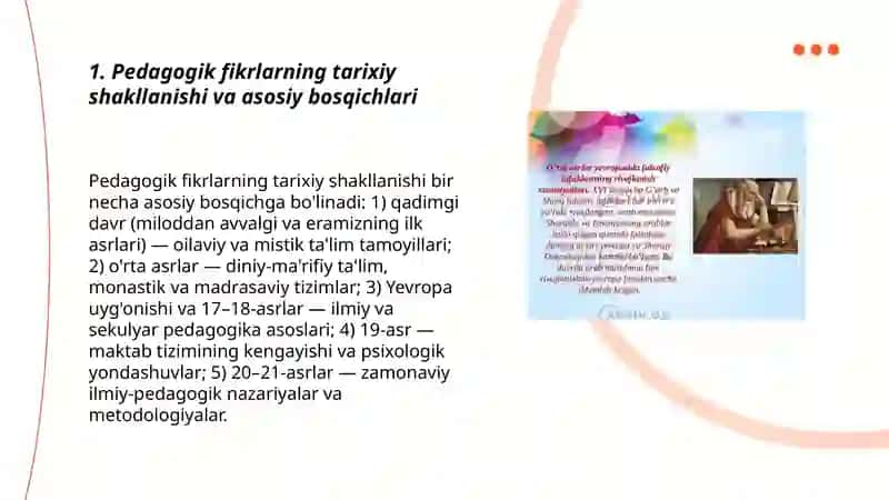 Pedagogik fikrlar taraqqiyoti va tarixiyligi 3