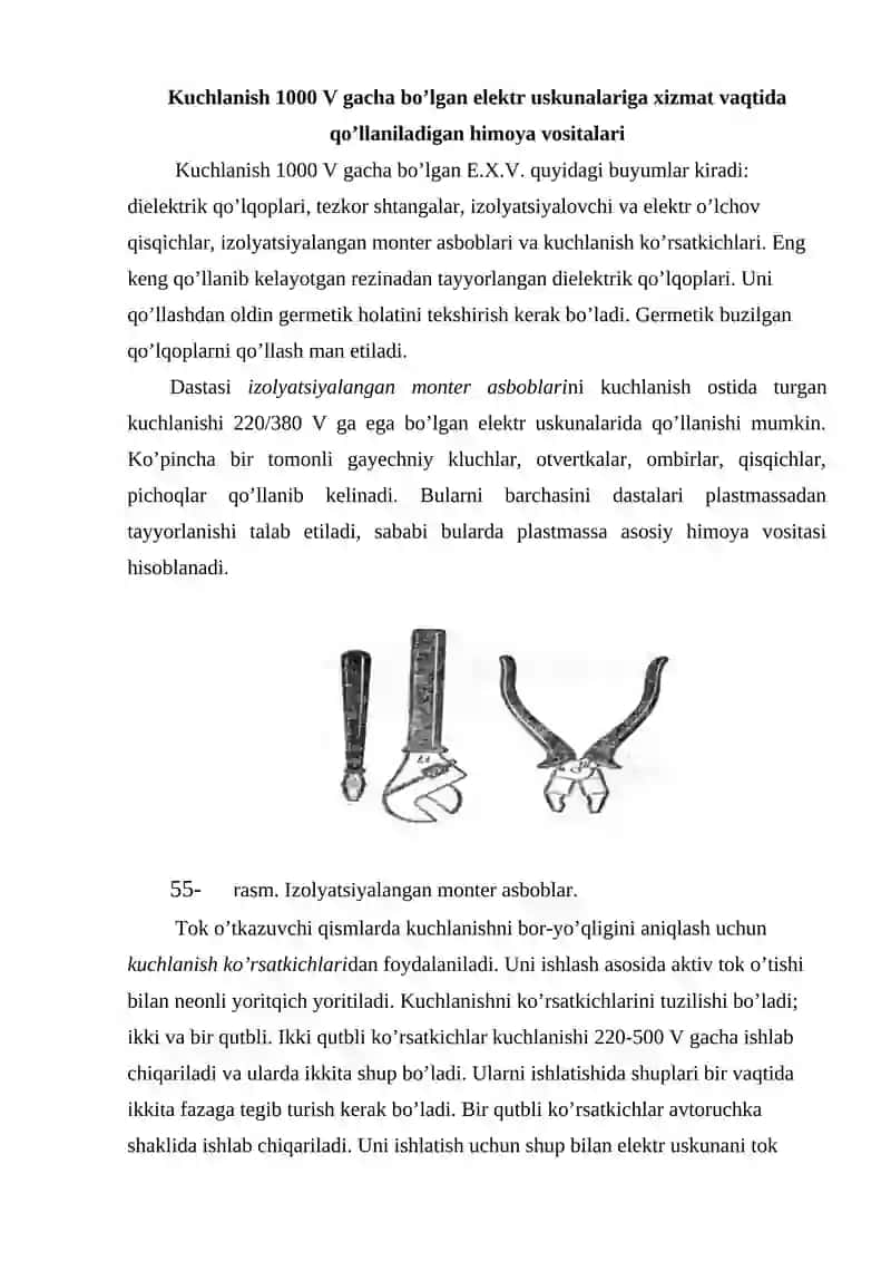 Elektr himoya vositalari (E.X.V.) 3