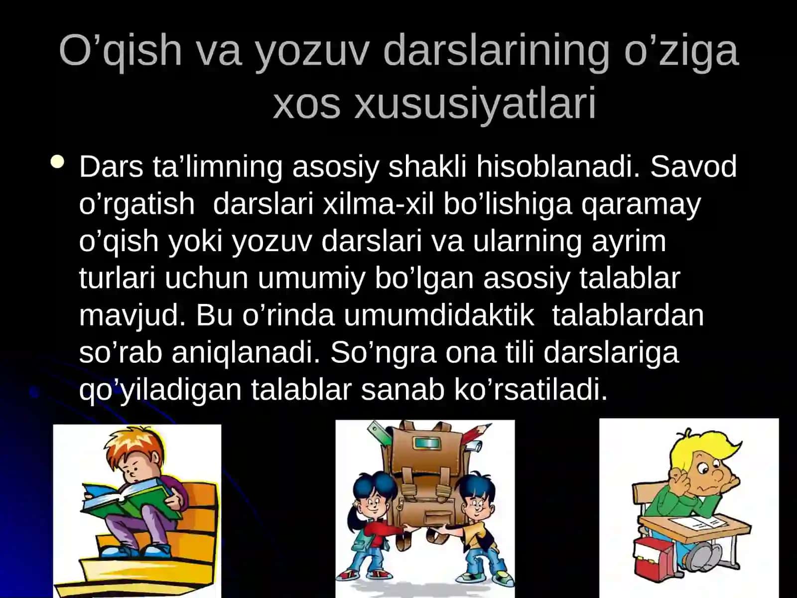 Savod o’rgatish davrida o’qish va yozuv darslari 3