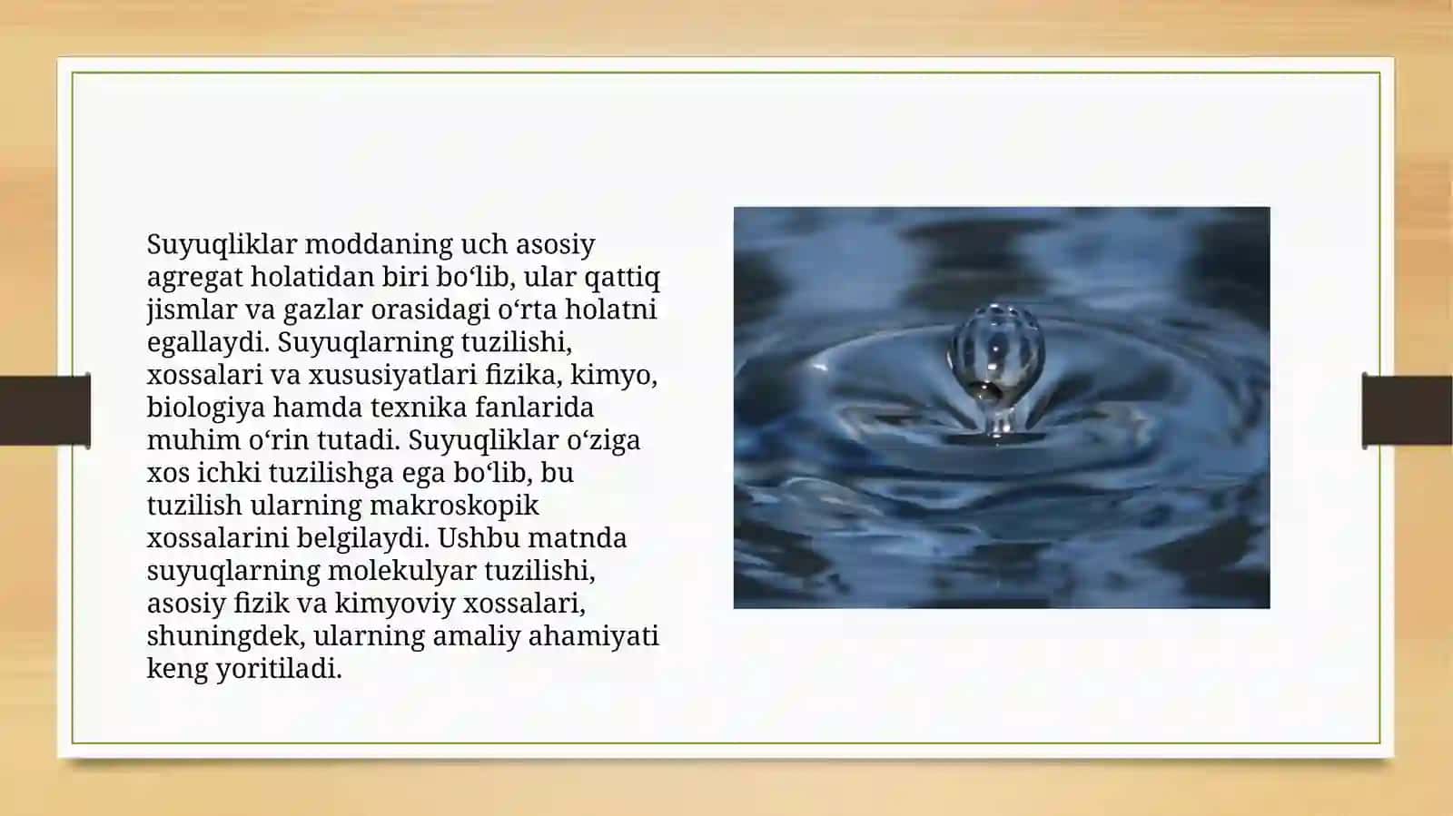 Suyuqliklarning bugʻlanish va qaynash.Osmotik bosim 3