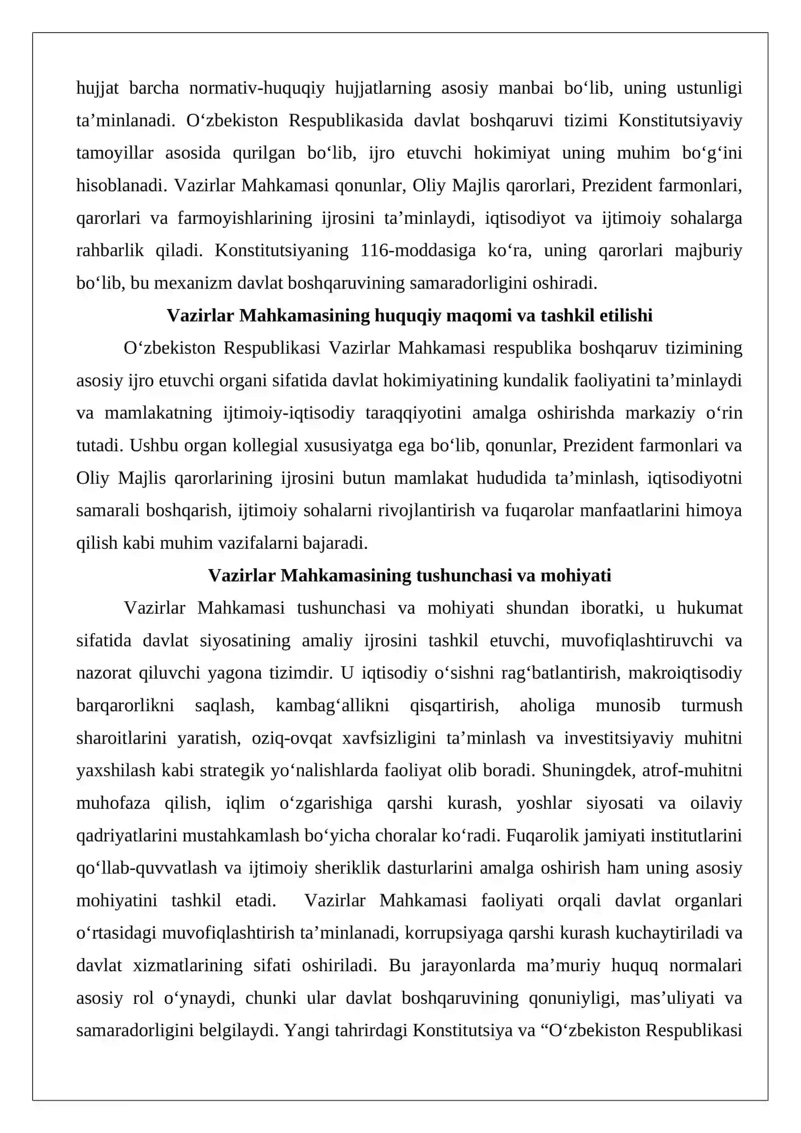 Vazirlar Mahkamasining huquqiy maqomi va tashkil etilishi 3