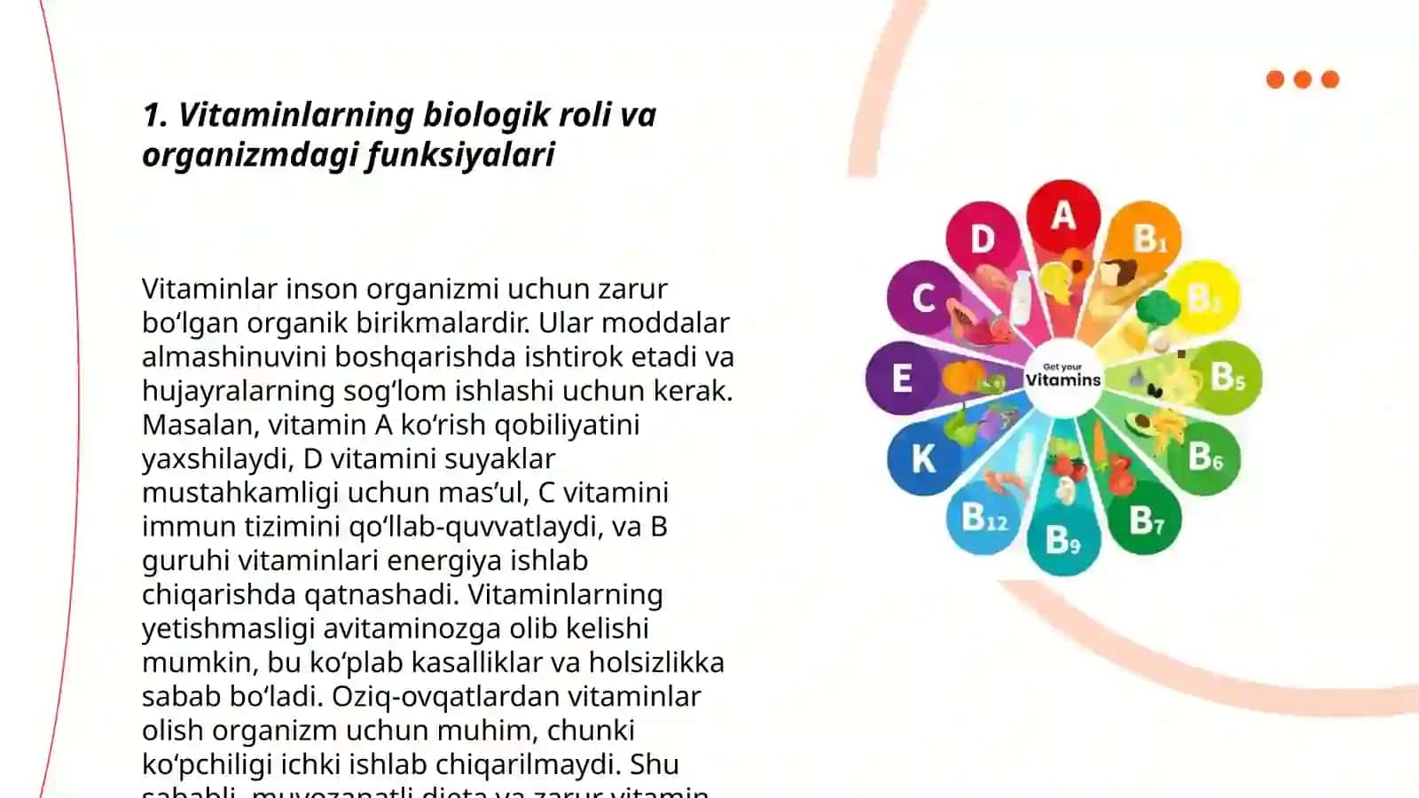 Organizmning vitaminlar bilan ta'minlanganligini o'rganish va baholash 3