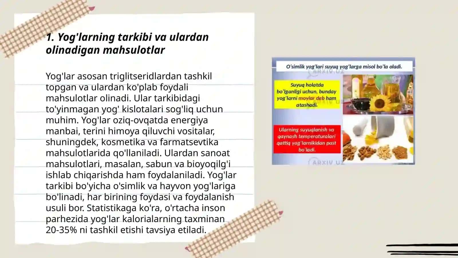 Yog'lar.olinishi va hossalari 3