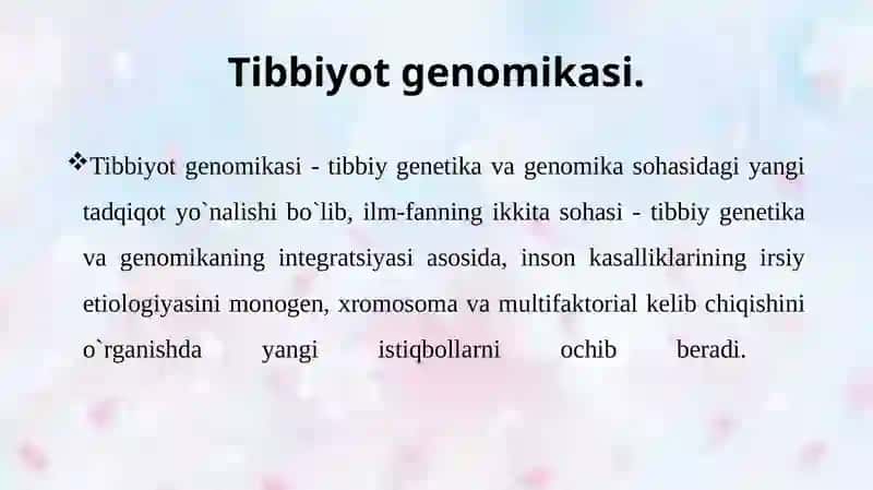 Tibbiyot genetikasi sohasidagi yutuqlar, muammolar va istiqbollar. 3