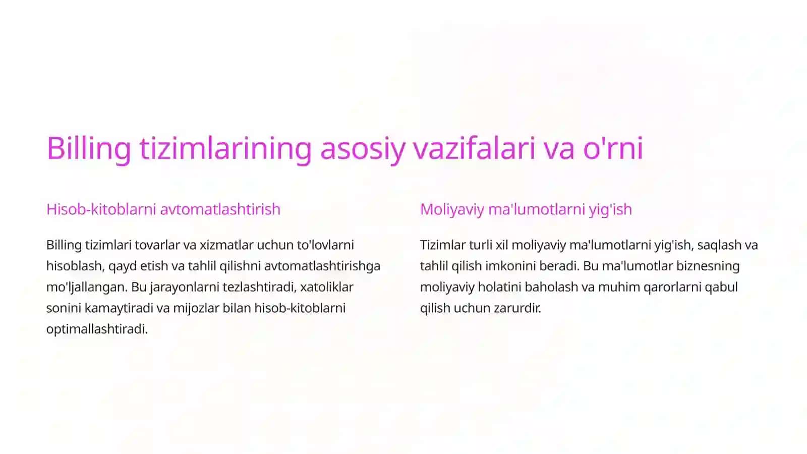 Billing tizimlarining ishlash texnologiyasi va iqtisodiyotda qo'llash salmog'i 3