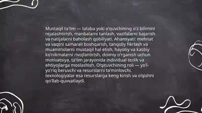 Mustaqil ta'lim va uni tashkil etish 3