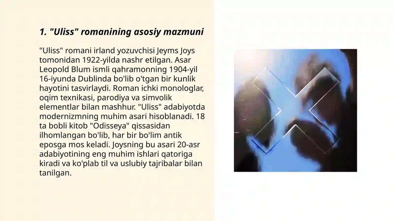 Ong oqimi.J.Joye."Uliss"romanining tahlili 3