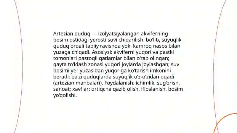 Artezian quduqlari haqida tushuncha 3